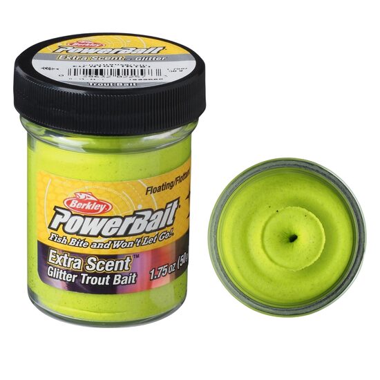 Foreļu Pasta Berkley PowerBait Glitter Chartreuse-Cheese 50g Floating