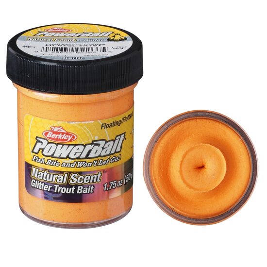 Foreļu Pasta Berkley PowerBait Glitter Fluo Orange-Cheese 50g Floating