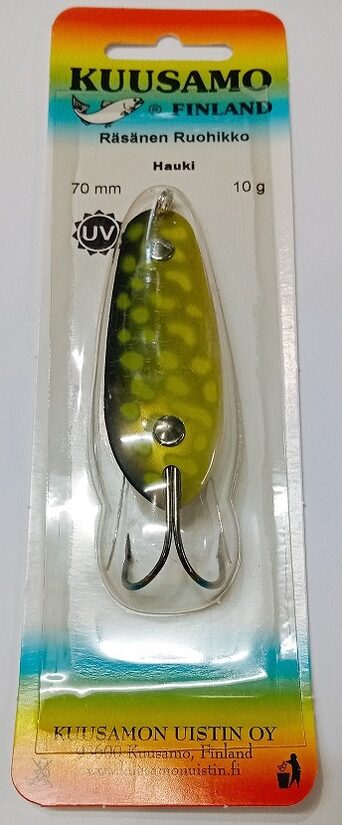 Pretzāļu vizulis Kuusamo Rasanen Weedless 70/10 Ye/G/GR-B UV (70mm, 10g)