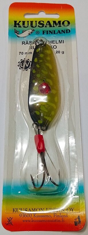 Pretzāļu vizulis Kuusamo Rasanen Pearl Weedless 70/20 Ye/G/GR-B UV (70mm, 20g)