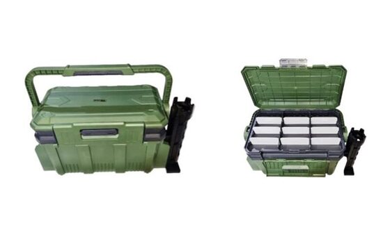 2-Compartment plastic box with 1 rod holder, 45x25x26cm 