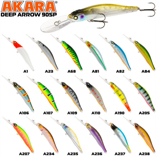 Воблер Akara Deep Arrow 90SP (90мм, 12г, 1-3м, Суспендер)