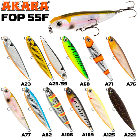 Воблер Akara Fop 55F (55мм, 3.5г, Поверхностный)