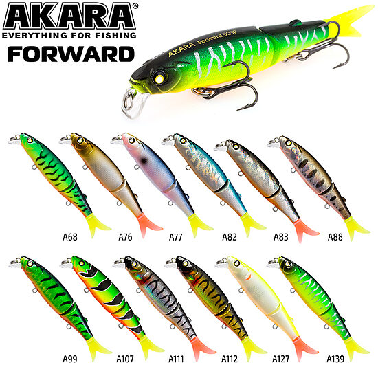 Vobleris Akara Forward 90SP (90 mm, 8 g, 0,5–1 m, suspenderis)