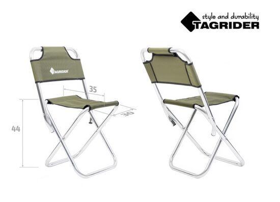 TAGRIDER HBA-015-19 saliekamais krēsls (55x48x35cm, d.2,5cm, alumīnijs/poliesters)