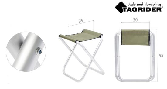 TAGRIDER HBA-82 saliekamais krēsls (50x38x32cm, d.2,2cm, alumīnijs/poliesters)