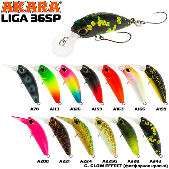Vobleris Akara Liga 36SP (36 mm, 2,4 g, 0,5–1 m, suspending)