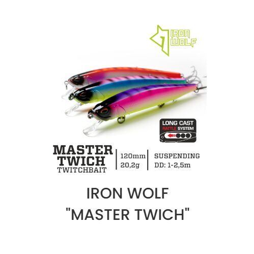 Vobleris Iron Wolf Master Twitch 120 SP UV (120mm, 20.2g, 1-2,5m, Suspending)