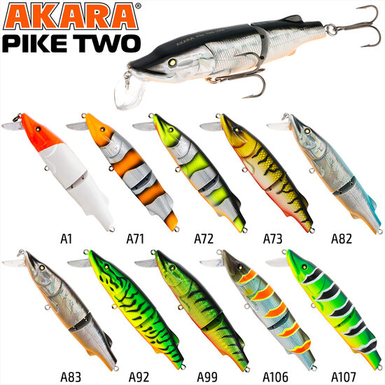 Воблер Akara Pike Two 100F (100мм, 17г, 0-1м, Плавающий)