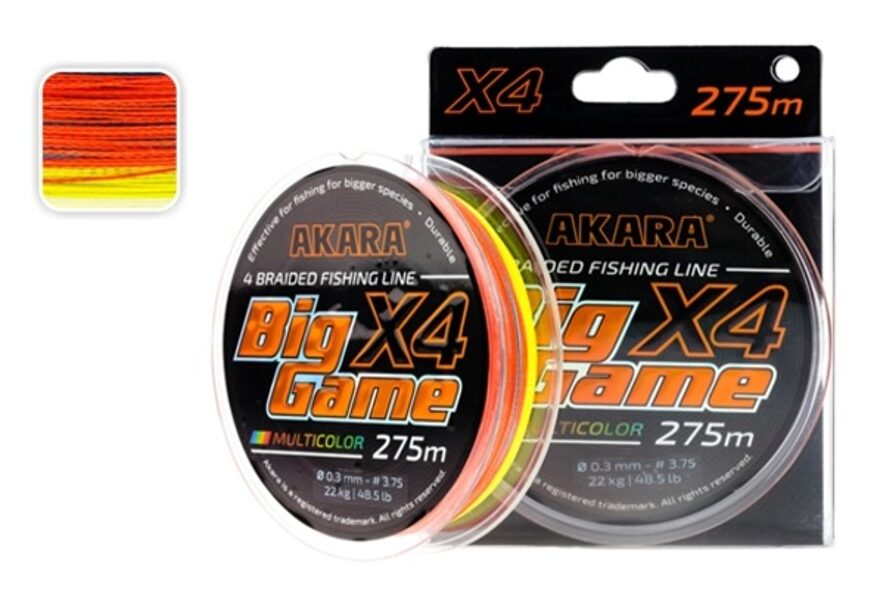 Pītas auklas Akara Big Game X4 Multicolor 275 м 0.30-0.60mm