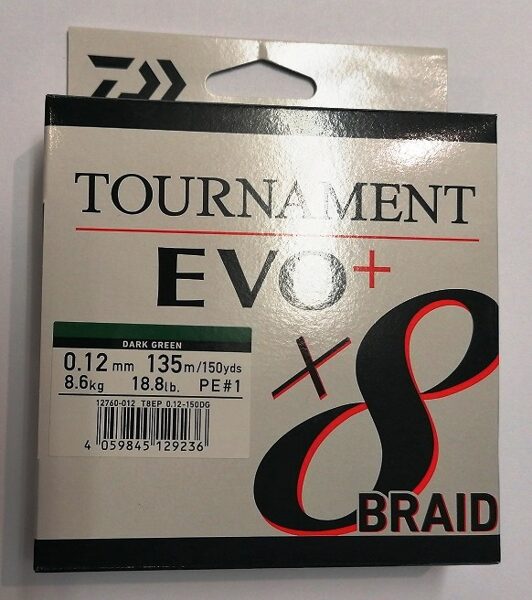Pīta aukla Daiwa Tournament X8 Braid EVO+ (0.12mm, 135m, 8.6kg, Dark Green)