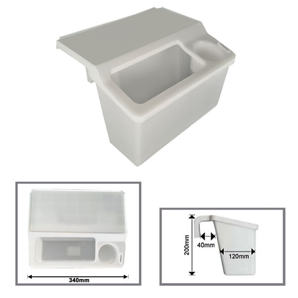 Storage bin with integrated bait board Oceansouth