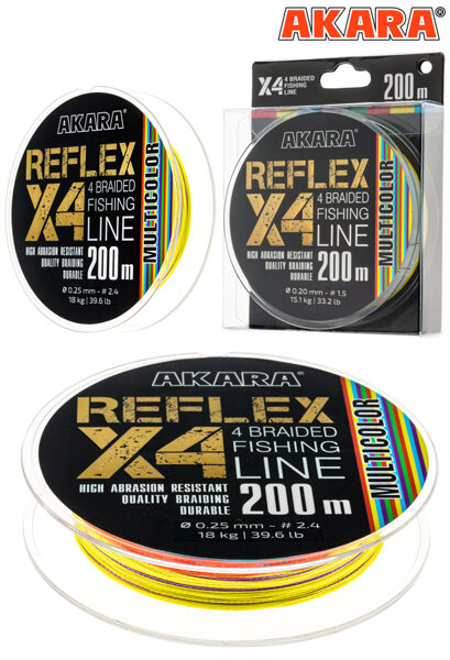 Pītas auklas Akara Reflex X4 Multicolor 200 м (0.10-0.25mm)