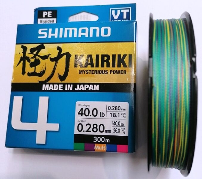 Pītas auklas Shimano Kairiki 4 300m 0.28mm 26.0kg Multi Color 