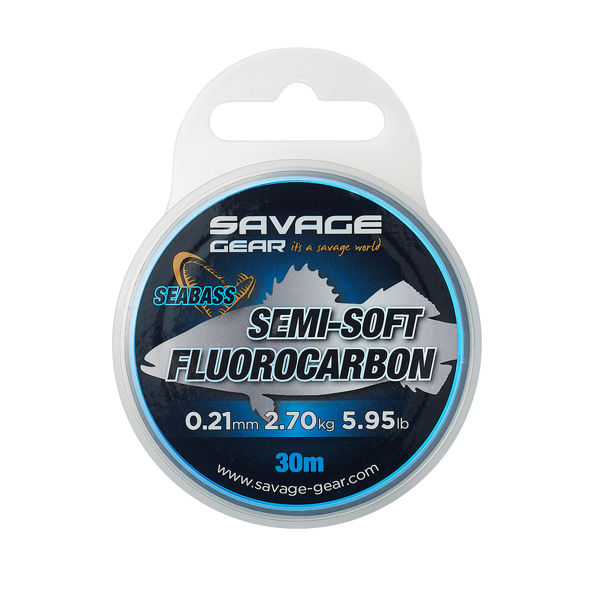 Леска Savage Gear Semi-Soft 100% Fluorocarbon SeaBass 30m Clear, 0.21-0.39mm  